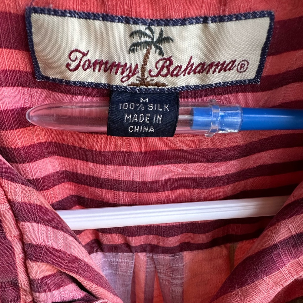 Silk Tommy Bahama Multi-Striped Sunset Relaxed Camp Shirt Vintage Vacation ~ M - Picture 3 of 17